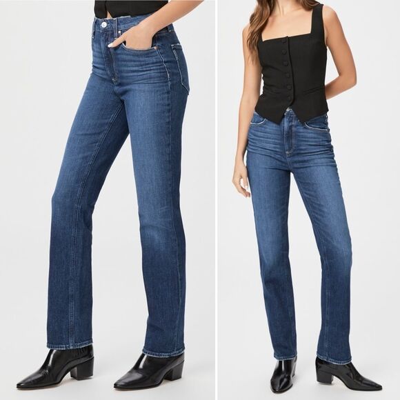 Paige Denim Stella Straight High Rise Jeans in Narrative Dark Wash Size 24 NEW - Picture 4 of 16